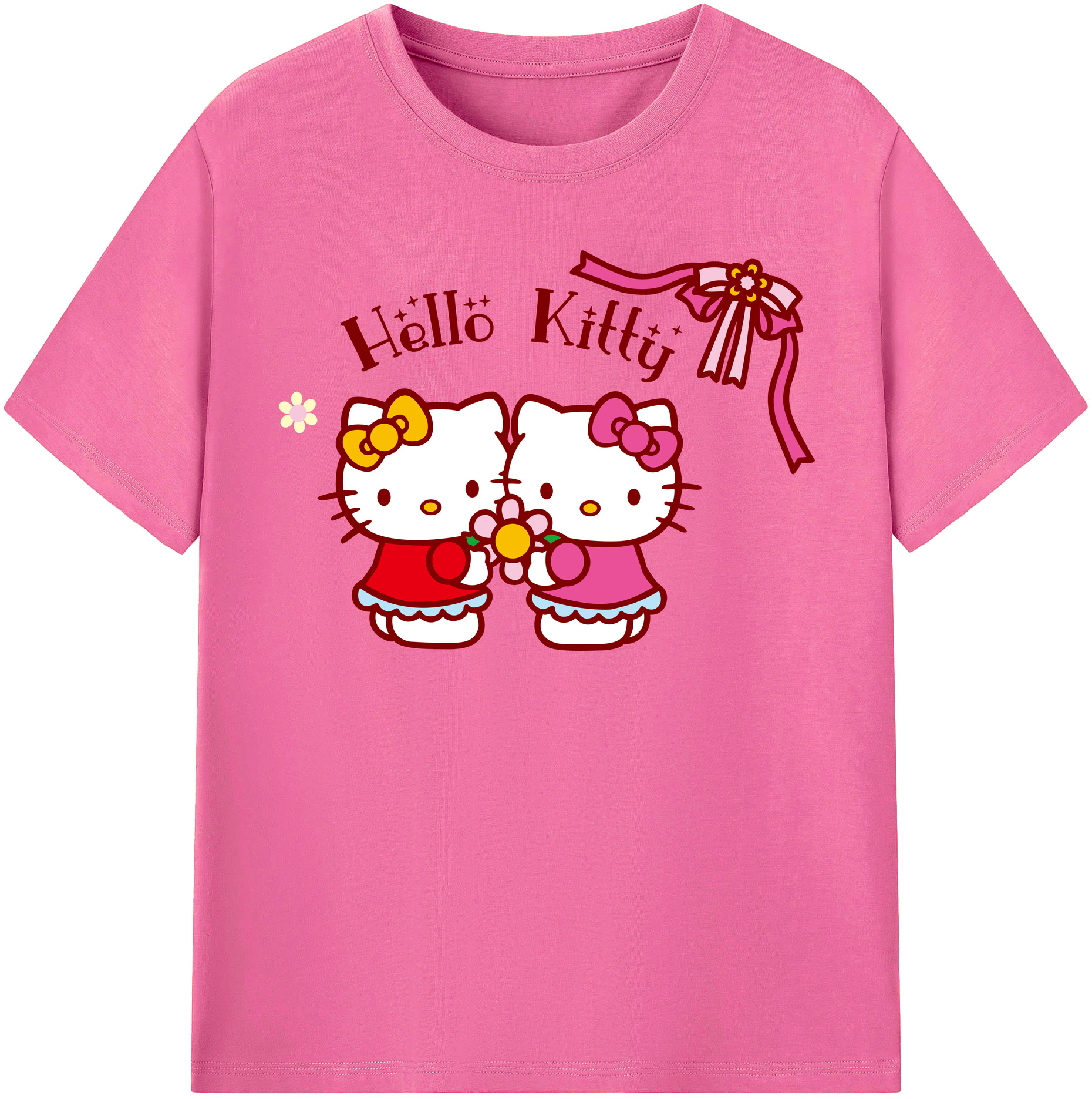 （画像用） Hello Kitty ハローキティ レディースカジュアルプリントTシャツ（綿100％）
